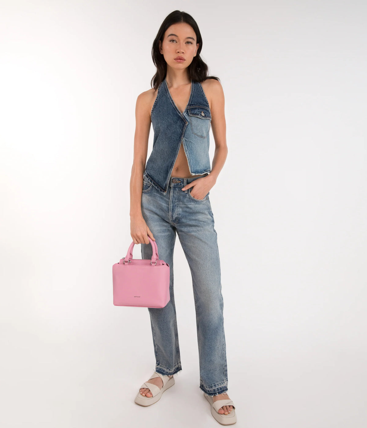 Matt & Nat Athena Sol Small Satchel | Black + Blush