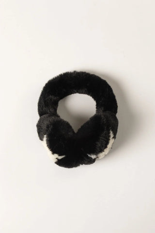 Lyla & Luxe Star Fuzzy Earmuff | Black-White & Brown-Pink