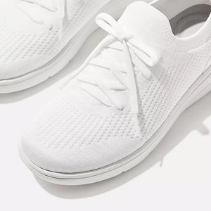 Fit Flop Super-Q Knit Slip On Laced Sneakers | White