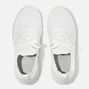 Fit Flop Super-Q Knit Slip On Laced Sneakers | White