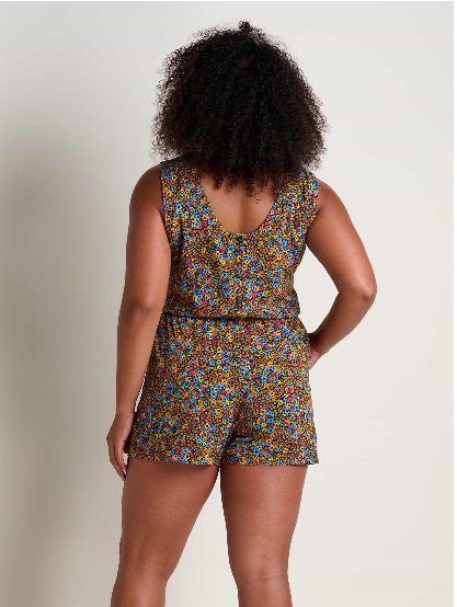 Toad & Co Sunkissed Liv Romper | Black Floral + Barley Texture