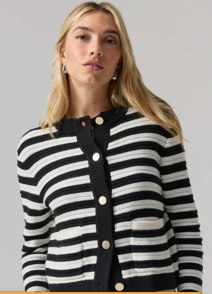 Sanctuary Chic Sweater Jacket | Black & White Stripe
