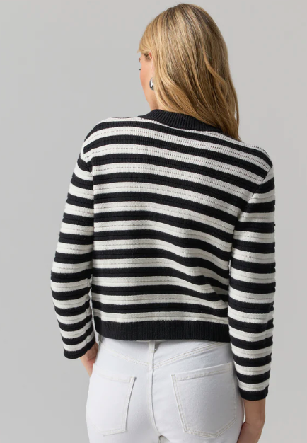 Sanctuary Chic Sweater Jacket | Black & White Stripe