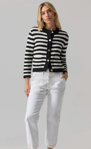 Sanctuary Chic Sweater Jacket | Black & White Stripe