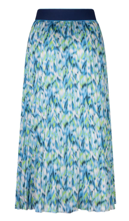 Esqualo Plisse Bayside Print Skirt | Blue