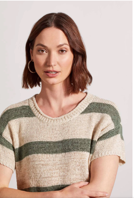 Tribal Striped Short-Sleeve Sweater | Cypress