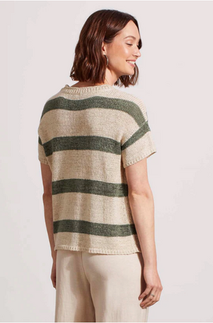 Tribal Striped Short-Sleeve Sweater | Cypress