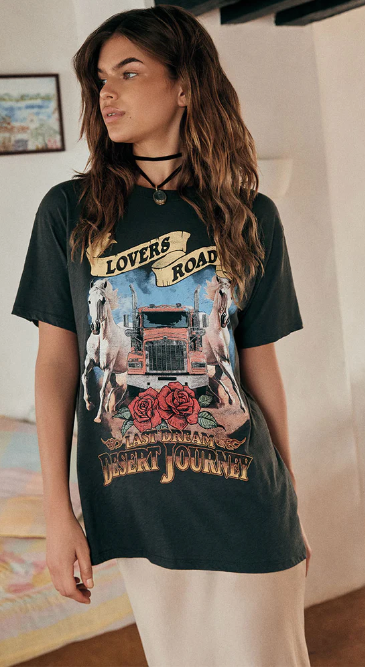 Spell Lovers Road Biker Tee | Charcoal