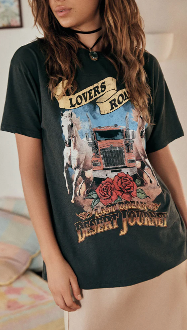 Spell Lovers Road Biker Tee | Charcoal