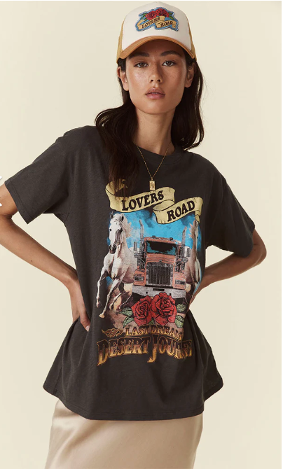 Spell Lovers Road Biker Tee | Charcoal