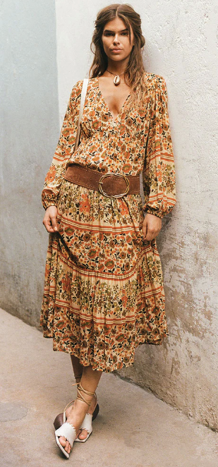 Spell Impala Lily Midi Dress | Gold