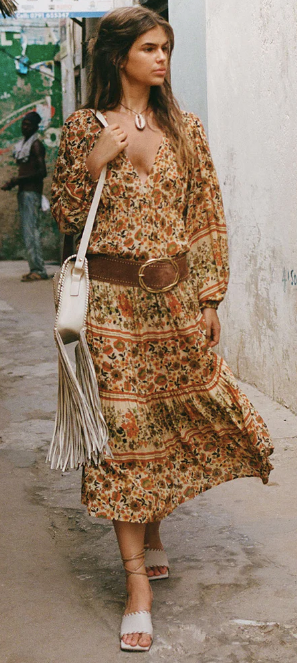 Spell Impala Lily Midi Dress | Gold