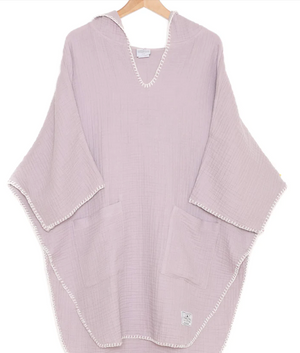Tofino Towel Cocoon Poncho | Grey + Lilac + Seashell