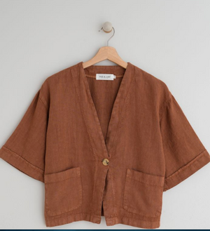 Indi & Cold Linen Crop Overshirt | Cinnamon
