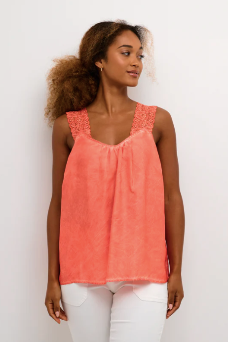 Cream Linga Camisole | Hot Coral
