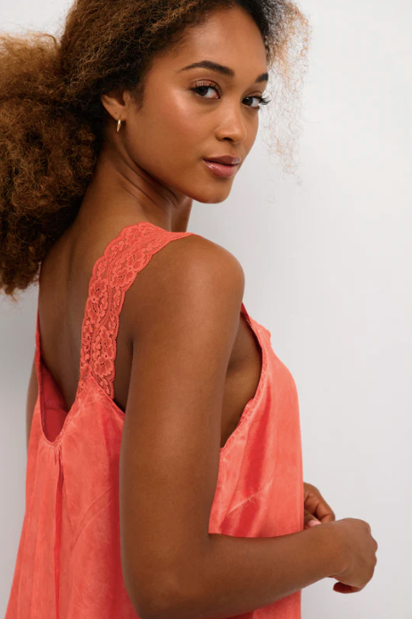 Cream Linga Camisole | Hot Coral