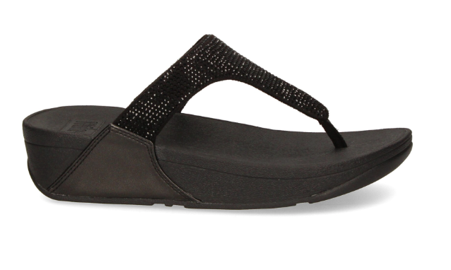 FitFlop Lulu Crystal Toe-Post Sandals | Latte Beige + Black