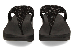 FitFlop Lulu Crystal Toe-Post Sandals | Latte Beige + Black