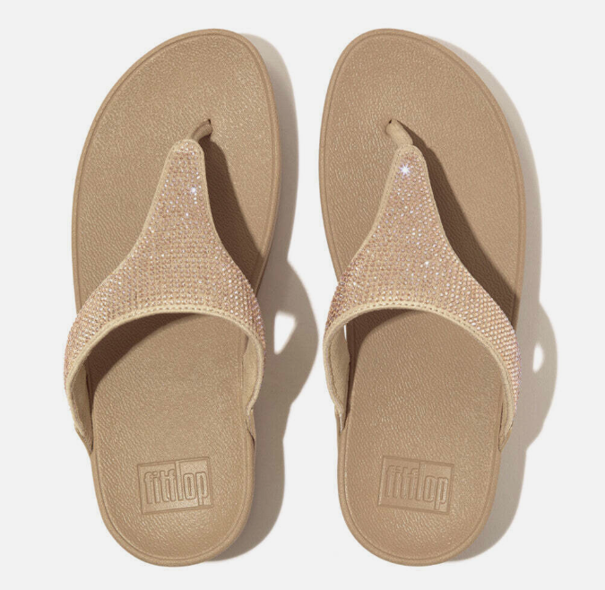 FitFlop Lulu Crystal Toe Post Sandals Latte Beige Black Fancy That The Roundstone