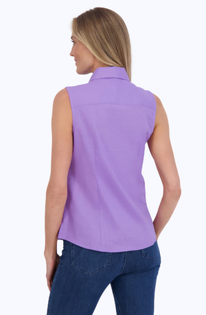 Foxcroft Ashley Sleeveless Shirt | Royal Blue + Amethyst