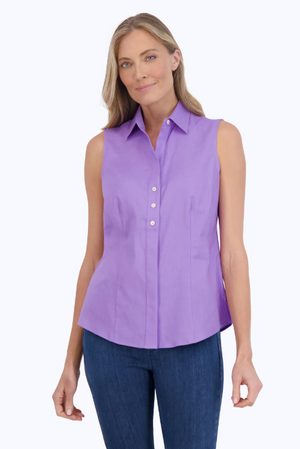 Foxcroft Ashley Sleeveless Shirt | Royal Blue + Amethyst