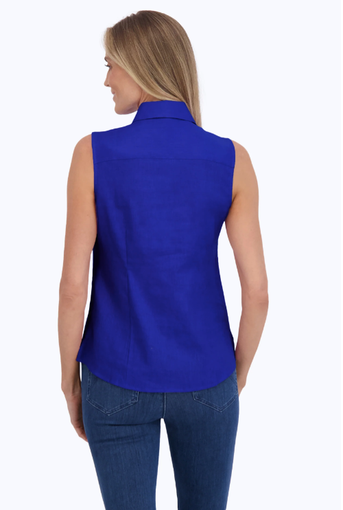 Foxcroft Ashley Sleeveless Shirt | Royal Blue + Amethyst