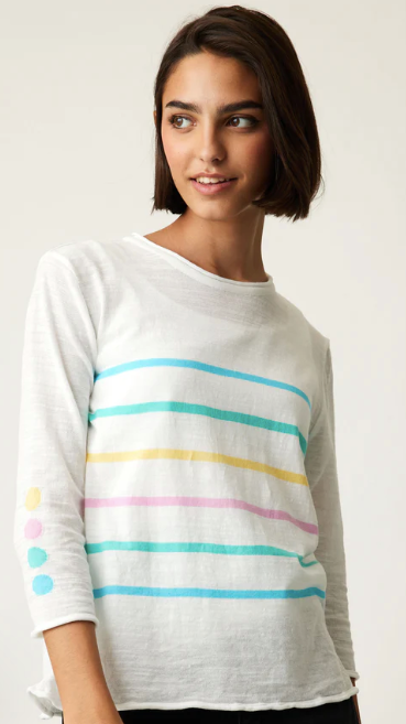 Parkhurst Cranbrook Stripe Sweater | White-Pastel