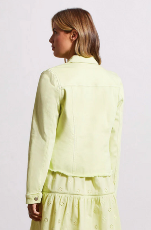 Tribal Button-Up Jacket with Raw Edge | White + Wildlime + Fune
