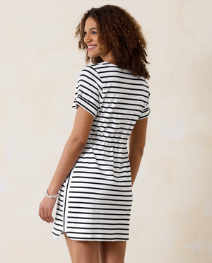 Tommy Bahama Jovanna Stripe Dress | White-Black Stripe