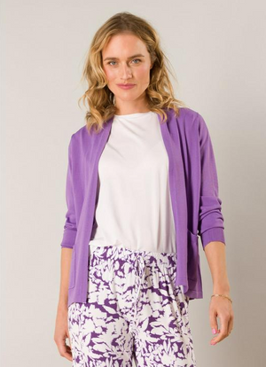 Yest Zofia Cardigan | White + Light Purple + Fuschia