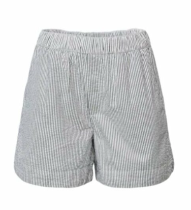 Grey and white striped shorts on sale