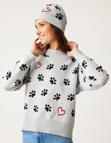 Parkhurst Paw Print Sweater | Grey