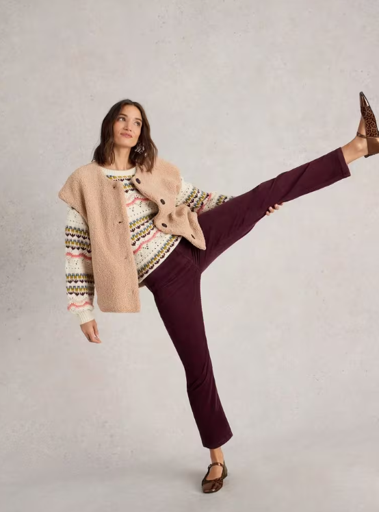 White Stuff Brooke Straight Cord Trouser | Navy + Plum