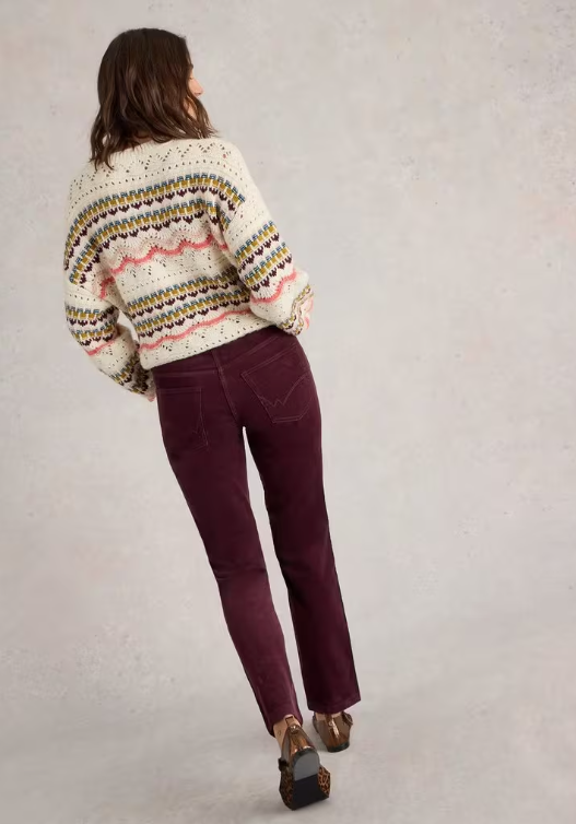 White Stuff Brooke Straight Cord Trouser | Navy + Plum