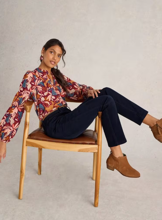 White Stuff Brooke Straight Cord Trouser | Navy + Plum