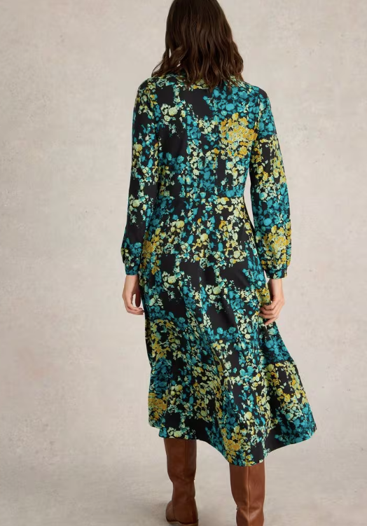 White Stuff Megan Jersey Midi Dress | Black Print