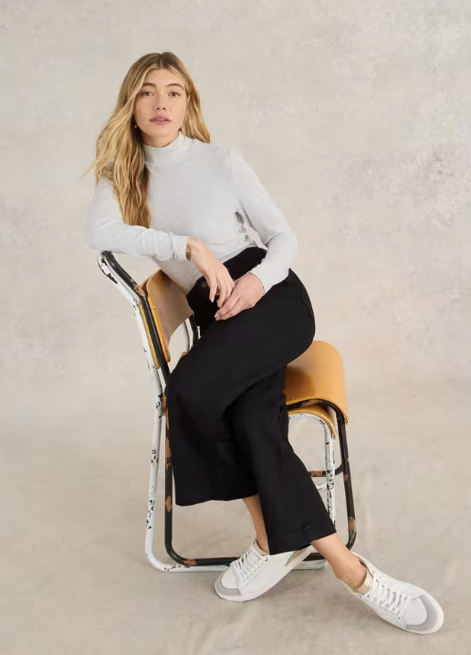 White Stuff Camille High Neck Tee | Natural