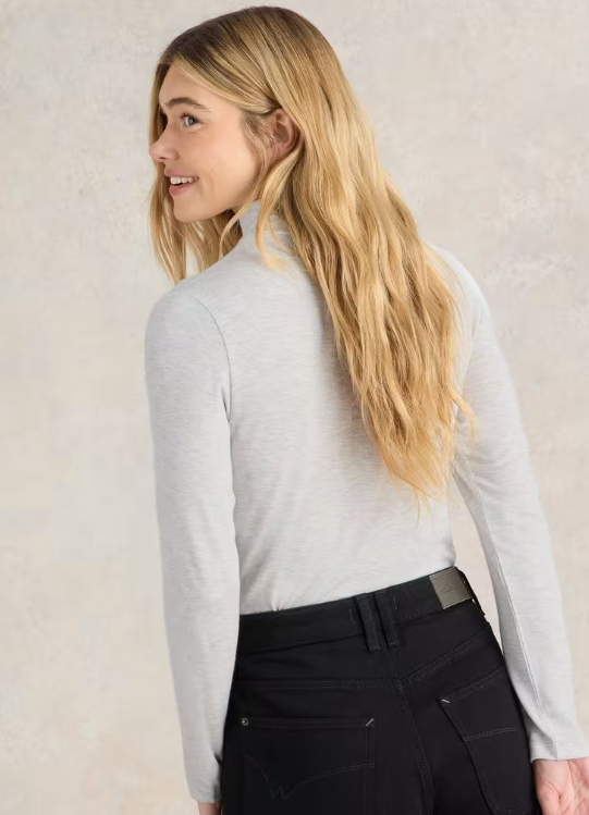 White Stuff Camille High Neck Tee | Natural
