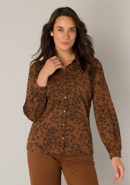 Yest Olimpia Essential Blouse | Brown/Black + Green/Black