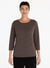 Cutloose 3/4 Sleeve Boatneck Top | Anthracite + Cardinal