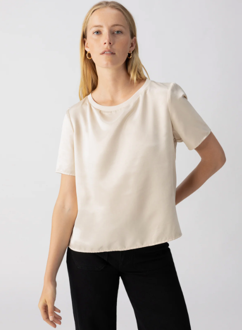 Sanctuary Timeless Satin Tee | Almond