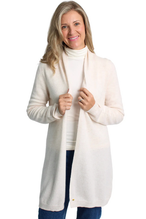 Lemonwood Rolled Collar Cardigan | Charcoal + Creme Brulee