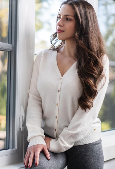 Lemonwood Millie Cashmere Button-Up Cardigan | Black, Grey, Pink + Biscotti + Chalk