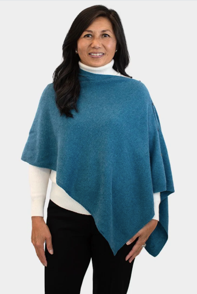 Lemonwood Peony Button Poncho | Derby + Jade + Magenta