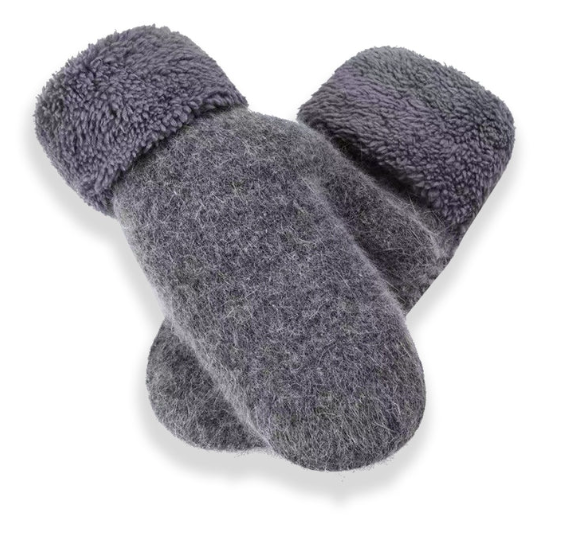 Lyla + Luxe Knit Mitten | Dark Grey + Tan