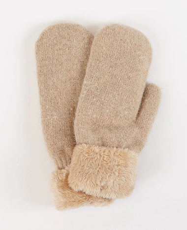 Lyla + Luxe Knit Mitten | Dark Grey + Tan