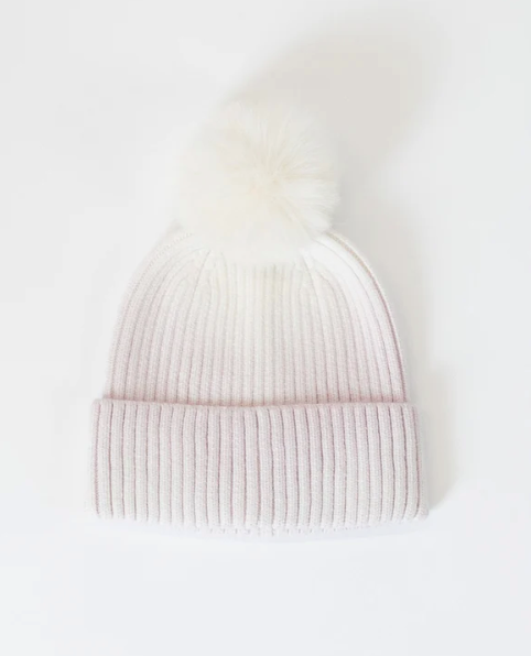 Lyla & Lux Two Tone Pom Pom Hat | Lilac + Blue