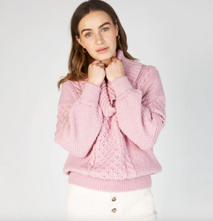 Irelands Eye Knitwear Knitted Shawl | Pink + Sage