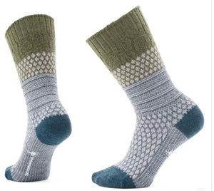 Smartwool Everyday Popcorn Cable Crew Socks | Moss, Violet, Black & Donegal