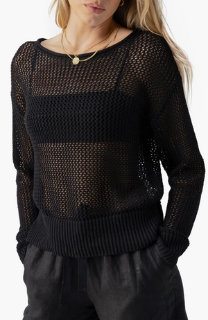 Sanctuary Open Knit Sweater | Black